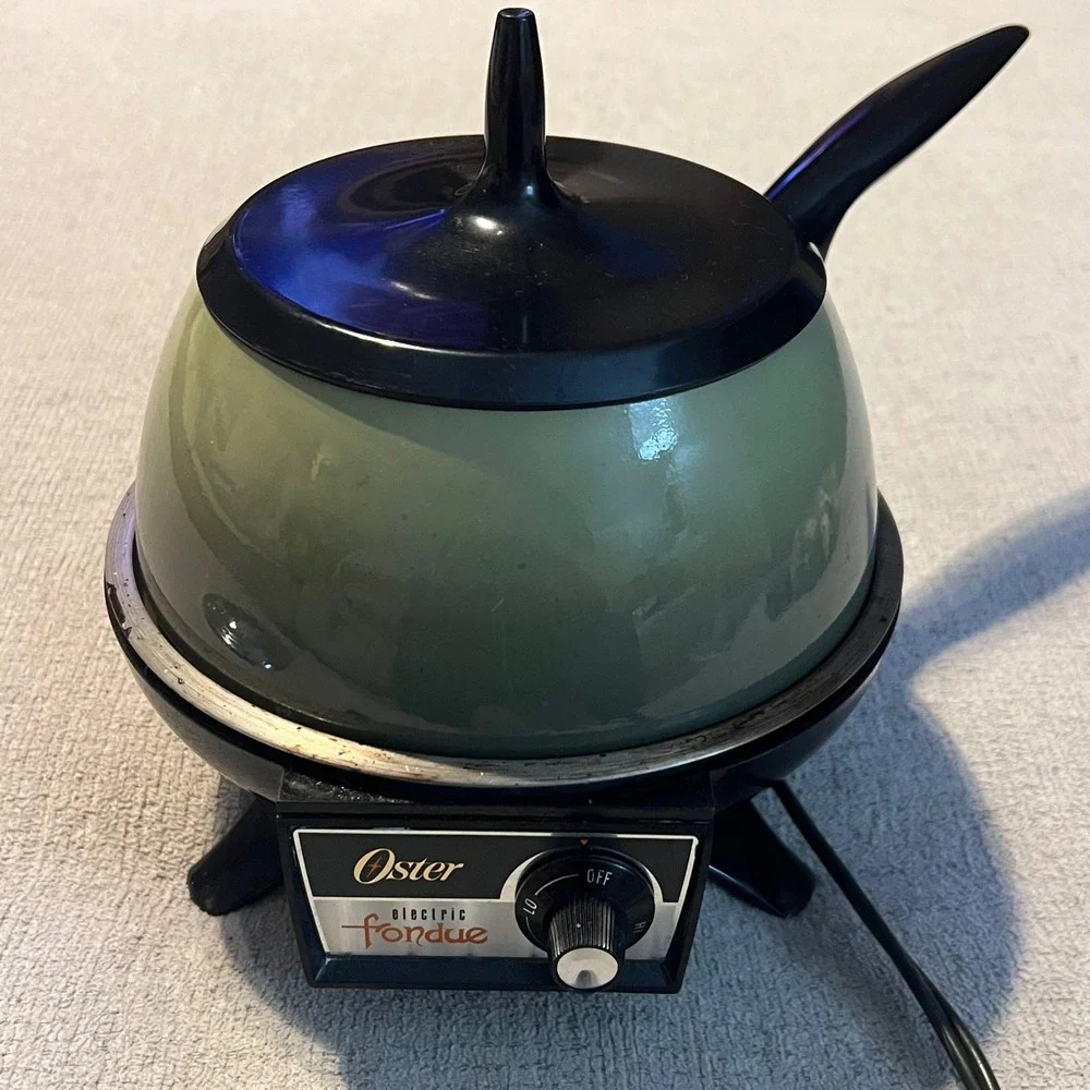Vintage Oster Electric Fondue Pot Avocado Green Mid Century Modern Retro Kitchen